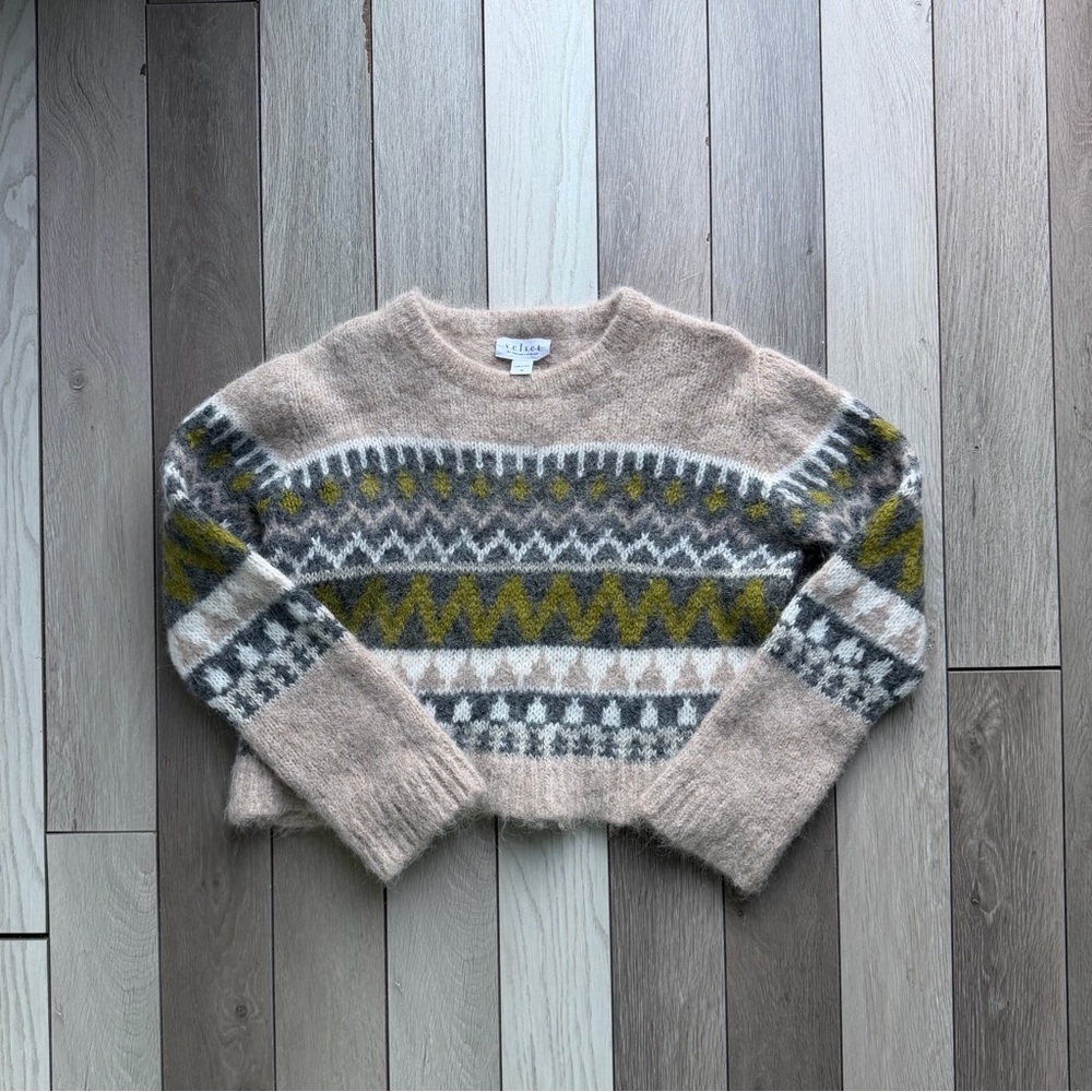 Velvet by Graham & Spencer Alpaca Blend Sweater Fair Isle Size M Cozy
